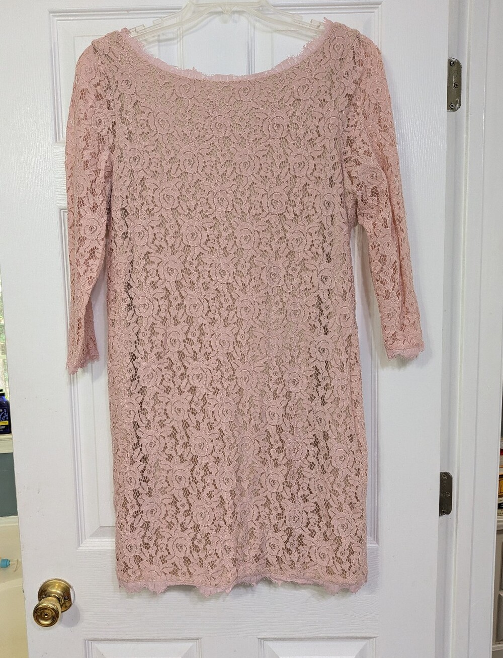 Love X Design Blush Pink Lace Long Sleeve Sheath Dress